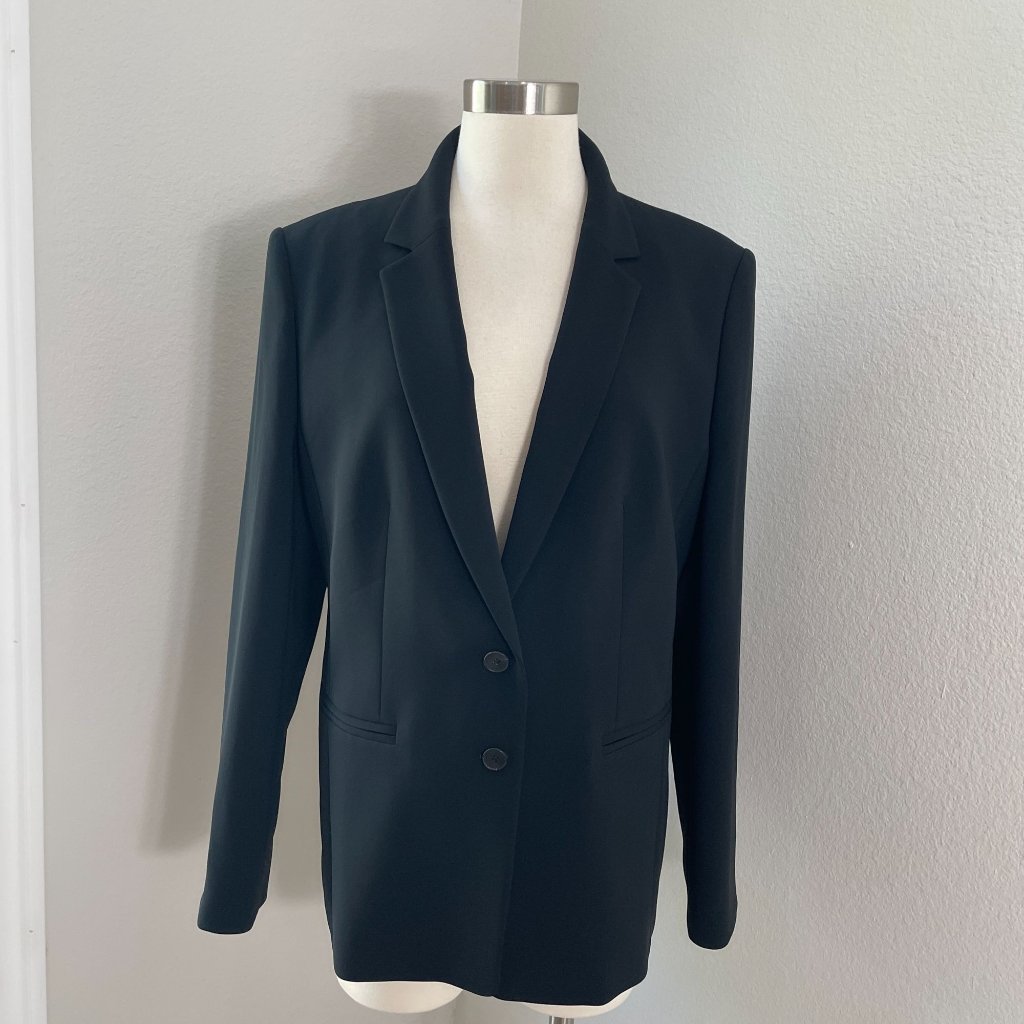 New Hugo Boss Womens 14 Black Blazer Two Button Jacket Career Work
